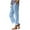 Light Blue, variant on Women's Cotton Linen Pants Elastic Waisted Straight Leg Lounge Pants Casual Split Slacks Trousers with Pockets Black Large