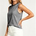 thumbnail image 5 of ClodeEU Women's Striped Crewneck Sleeveless Tank Top with Butterfly Back ,Solid Color Casual Summer Top Black,Women's Plus L, 5 of 6