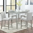 thumbnail image 2 of PAPROOS Dining Table Set for 4, 5 Piece Solid Wood Dining Room Set with Square Table and 4 Upholstered Chairs, Counter Height Kitchen Table with Crystal Decoration and Chair Set, Silver Grey, 2 of 8