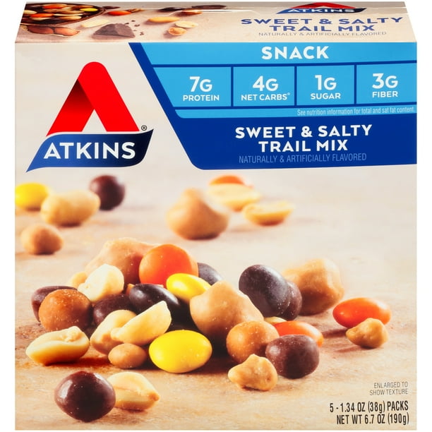 Atkins Snack Sweet & Salty Trail Mix, 1.34 oz, 5pack (Snack) Walmart