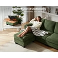 thumbnail image 5 of CHIC HOUSE 111" Sectional Sofa with Storage Ottoman Chaise, Corduroy U Shaped Sofa Convertible Sectional Couches for Living Room, 6 Seater Corner Modular Sofa with Deep Seat Throw Pillows, Green, 5 of 7