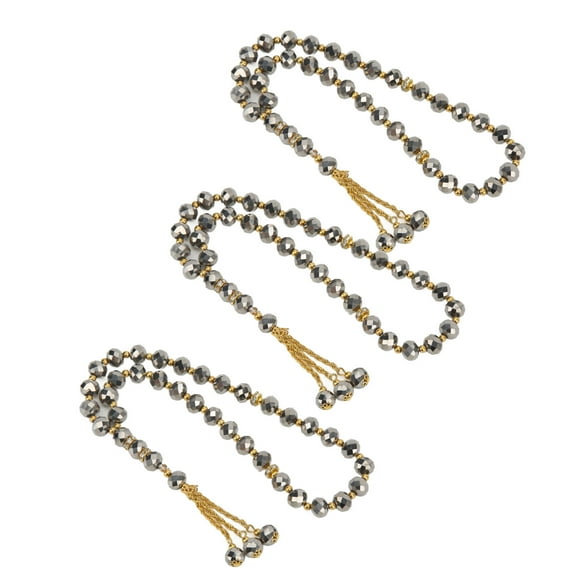 Dekaim 3 Pièces Perles De Prière Mini Argent 33 Perles Chapelet Musulman avec Perles Sapcer pour Cadeau De Décoration Quotidienne