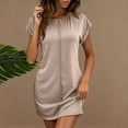 thumbnail image 2 of Women Plus Size Dresses Women's Casual Solid Color Round Neck Short-sleeved Casual Dress, 2 of 9