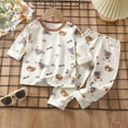 thumbnail image 2 of Gibobby Kids 2-Piece Bamboo-Viscose Snug-Fit Pajamas All-Season Cooling Cool-Touch Lounge Sleepwear Girls, Cute Cartoon BunnyPrint Holiday Jammies,Beige,18-24 Months, 2 of 6