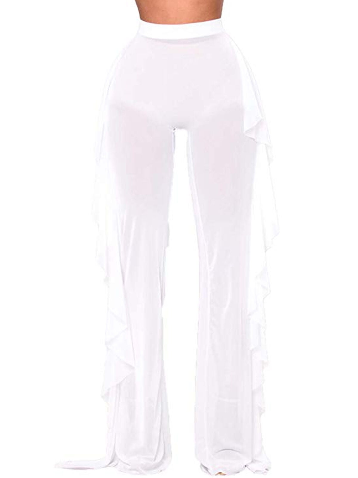 white beach cover up pants