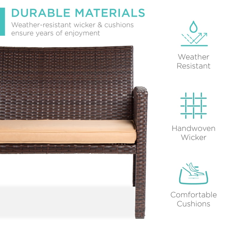 Best Choice Products 4-Piece Wicker Patio Conversation Set, Brown photo 3