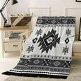thumbnail image 2 of Gray Boho Flannel Blanket for Bed, Southwest Aztec Country Geometric Aesthetic Soft Cozy Warm Couch Throw Blanket, Lightweight Fluffy Plush Bedding Blankets for Sofa Decor All Season 40"x50", 2 of 7