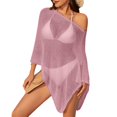 thumbnail image 2 of Sewkxo Women Sheer Poncho Top Lightweight Knit Crochet Shrug Bolero Mesh Batwing Sleeve Sweater Cover Up Beachwear,Brown One Size, 2 of 4