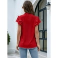 thumbnail image 2 of Womens Dressy Casual Tops Ruffle Short Sleeve V Neck Shirts Elegant Business Work Blouse Red S, 2 of 6