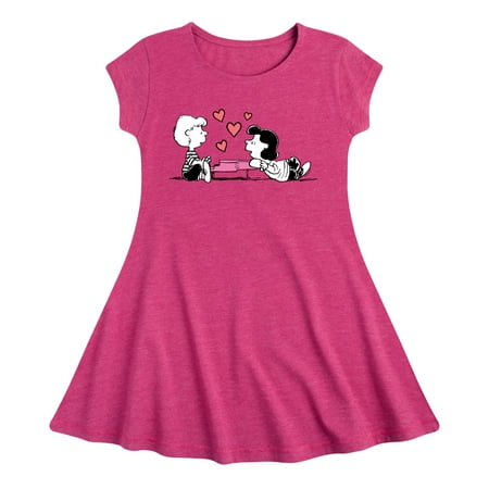 

Peanuts - Lucy And Schroeder Heart Thoughts - Toddler And Youth Girls Fit And Flare Dress