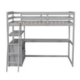 thumbnail image 3 of Bellemave Twin Size Loft Bed with Desk and Storage, Wood Loft Bed Frame with Shelves and Built-In Drawers, High Loft Bed for Kids Teens Adults, Gray, 3 of 9