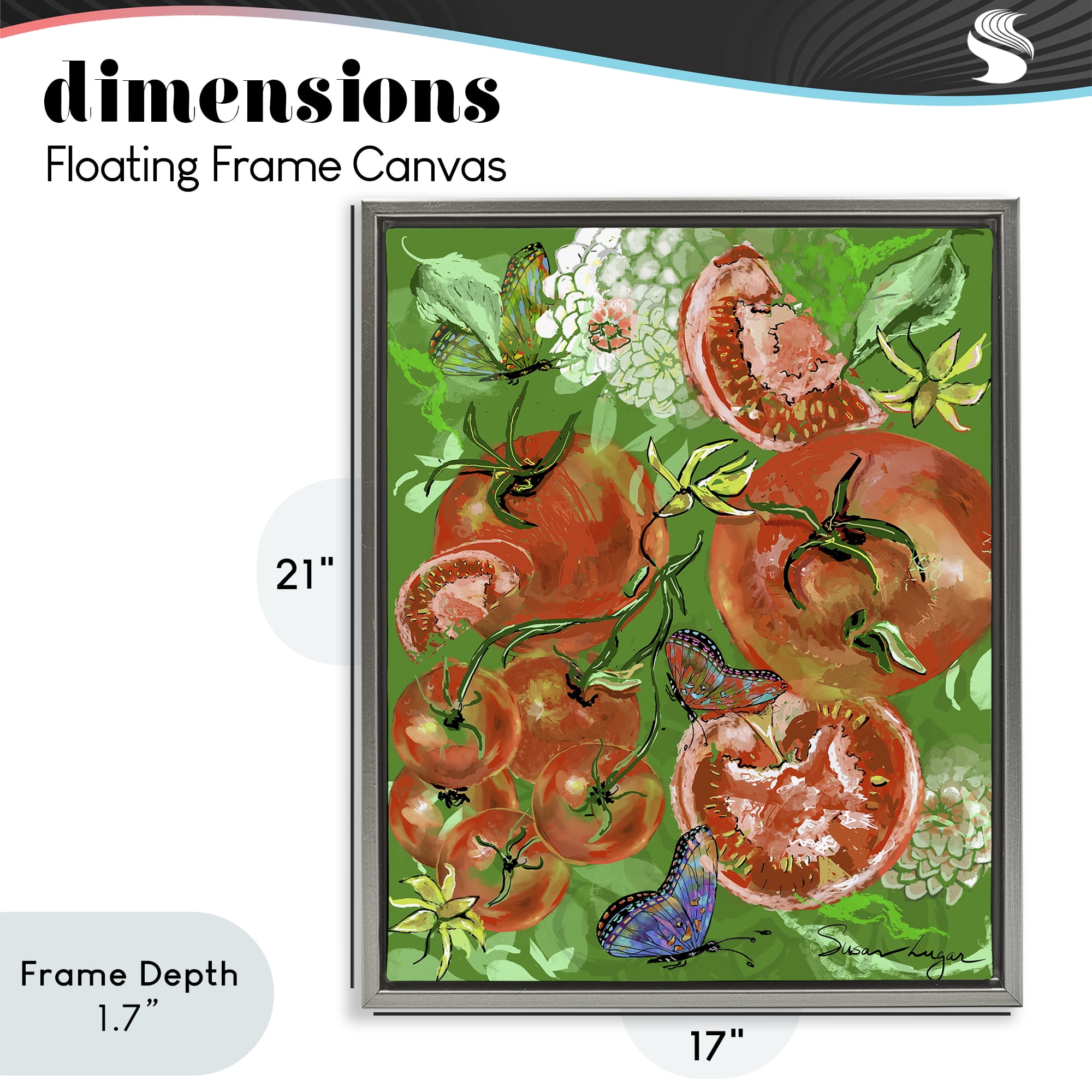 Stupell Industries Tomatoes Swirl Collage Gray Framed Floater Canvas Wall Art, design by Susan Lugar