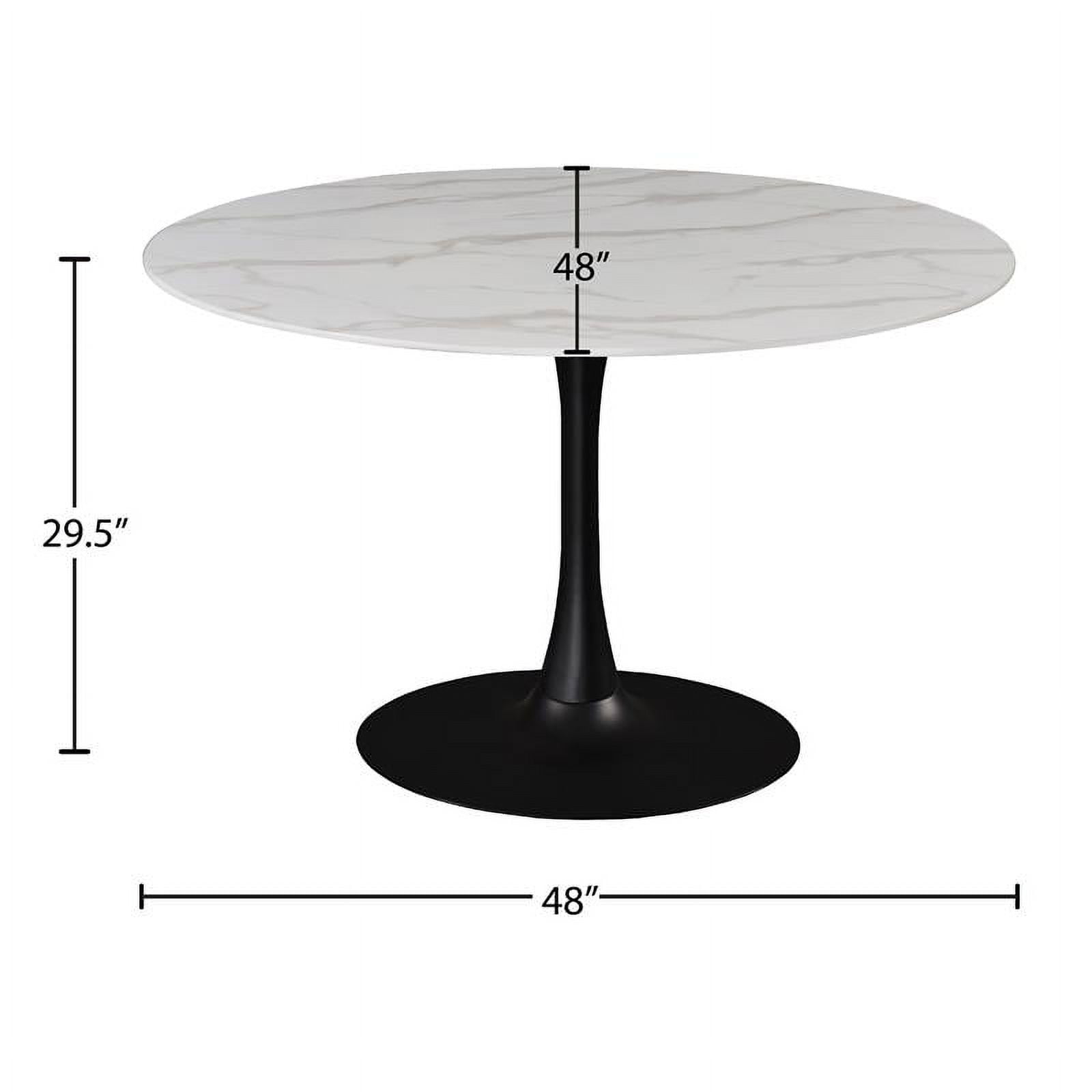 Meridian Furniture Tulip Round Faux Marble Dining Table with Matte Black  Base 