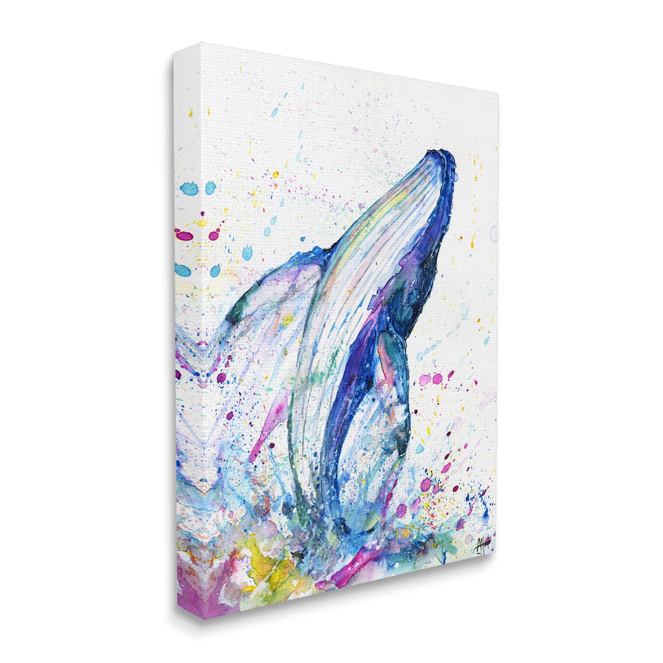 Splashing Whale Bubbles Marine Animals & Insects Graphic Art Gallery Wrapped Canvas Print Wall Art