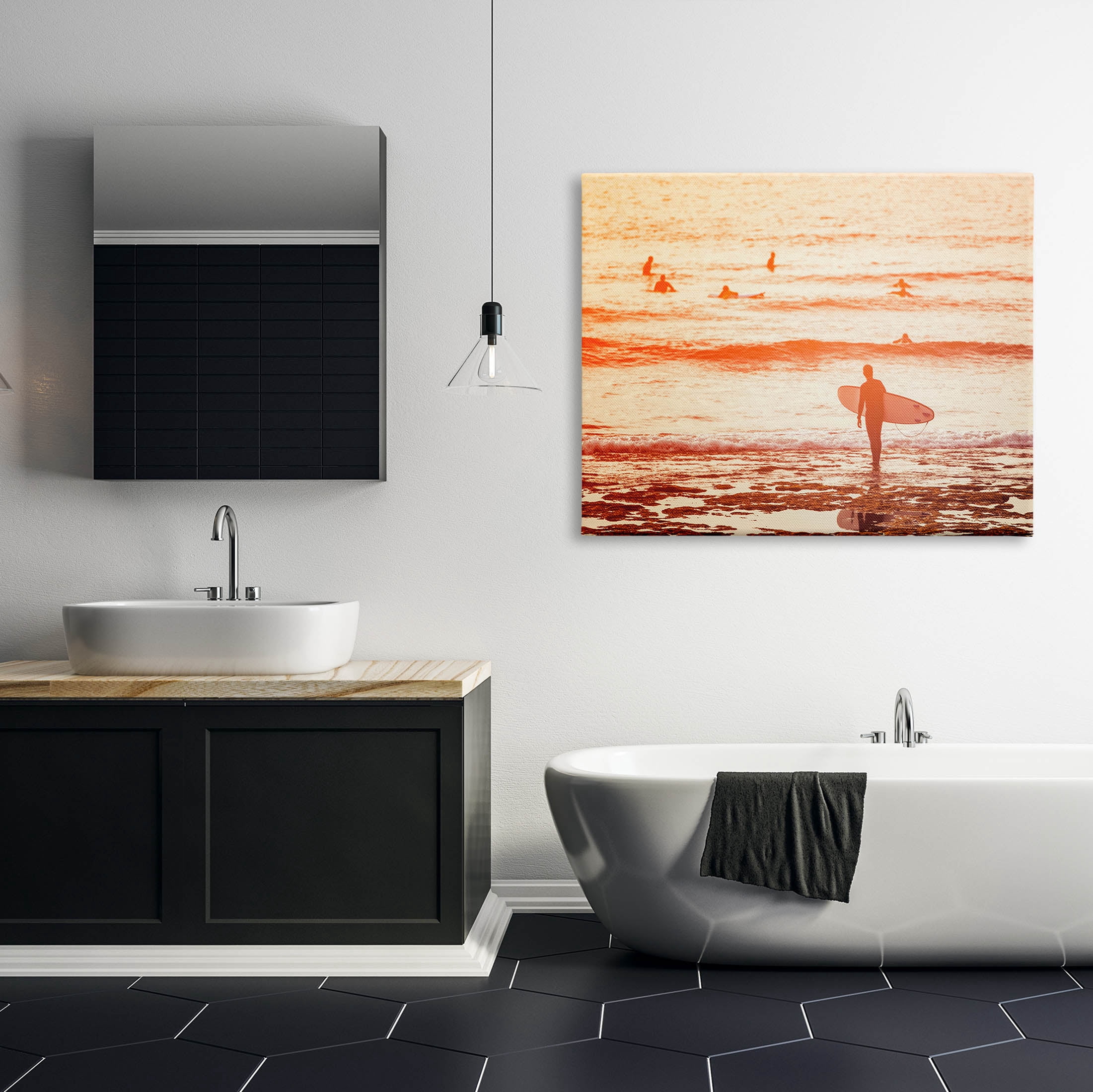 Stupell Industries Surfing Sunset Beach Shore Photograph Gallery Wrapped Canvas Print Wall Art, Design by Igor Vitomirov