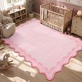 thumbnail image 2 of Hasoo 9' x 12' Pink Scalloped Washable Neutral Area Rug for Living Room Modern Geometric Accent Throw Carpet for Bedroom Non-Slip Floor Cover Room Home Decor, 2 of 7