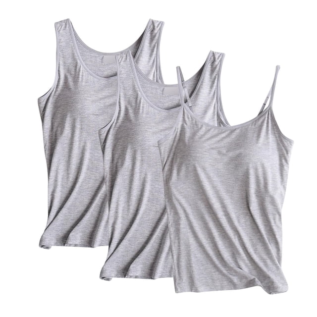 Diufon Lot de 3 Hauts Sans Manches pour Femmes Décontracté Ample Gym Entraînement Basique Été Col Rond Débardeur