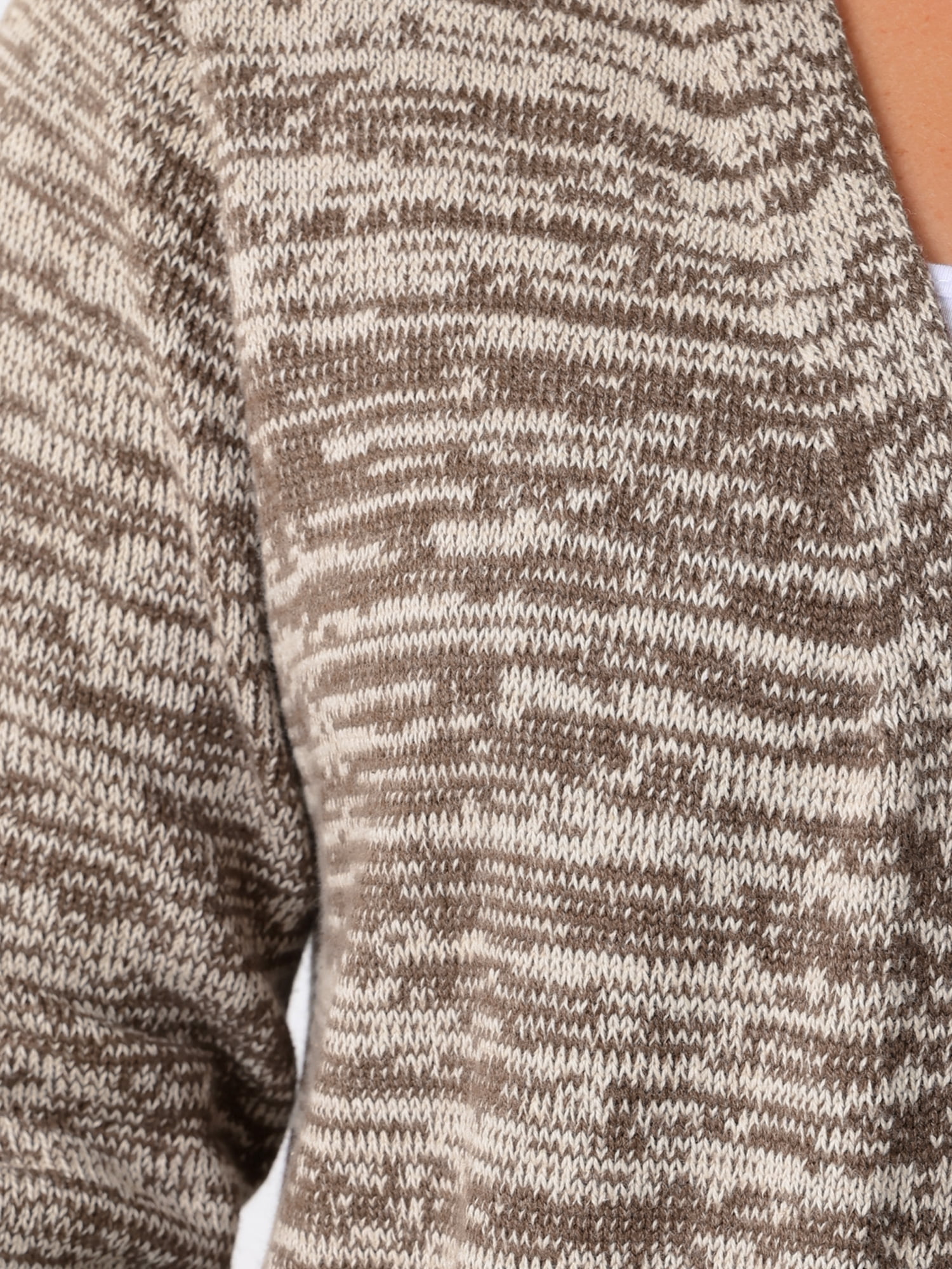 DARING DIVA Plus Size Contrast Color Open Front Long Sleeve Cardigan 4X Coffee