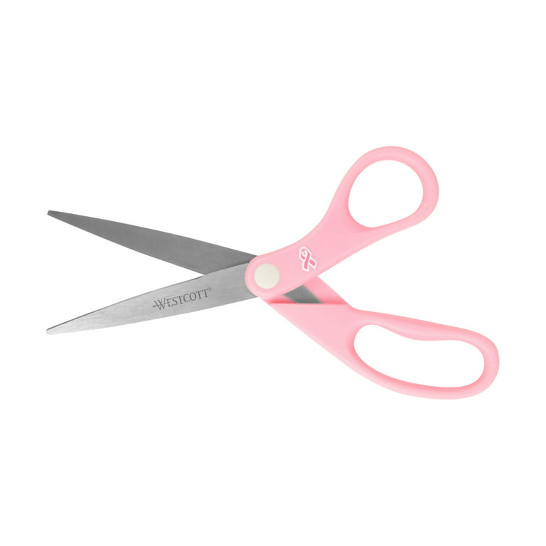 Westcott All Purpose Value Stainless Steel Scissors 8 Straight Pink Ribbon  - Office Depot