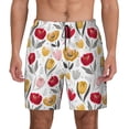 thumbnail image 2 of Picia Tulips Flowers pattern Mens Swim Trunks with Compression Liner Stretch Beach Shorts Quick Dry with Zipper Pockets No-Chafing Board Shorts-Small, 2 of 9