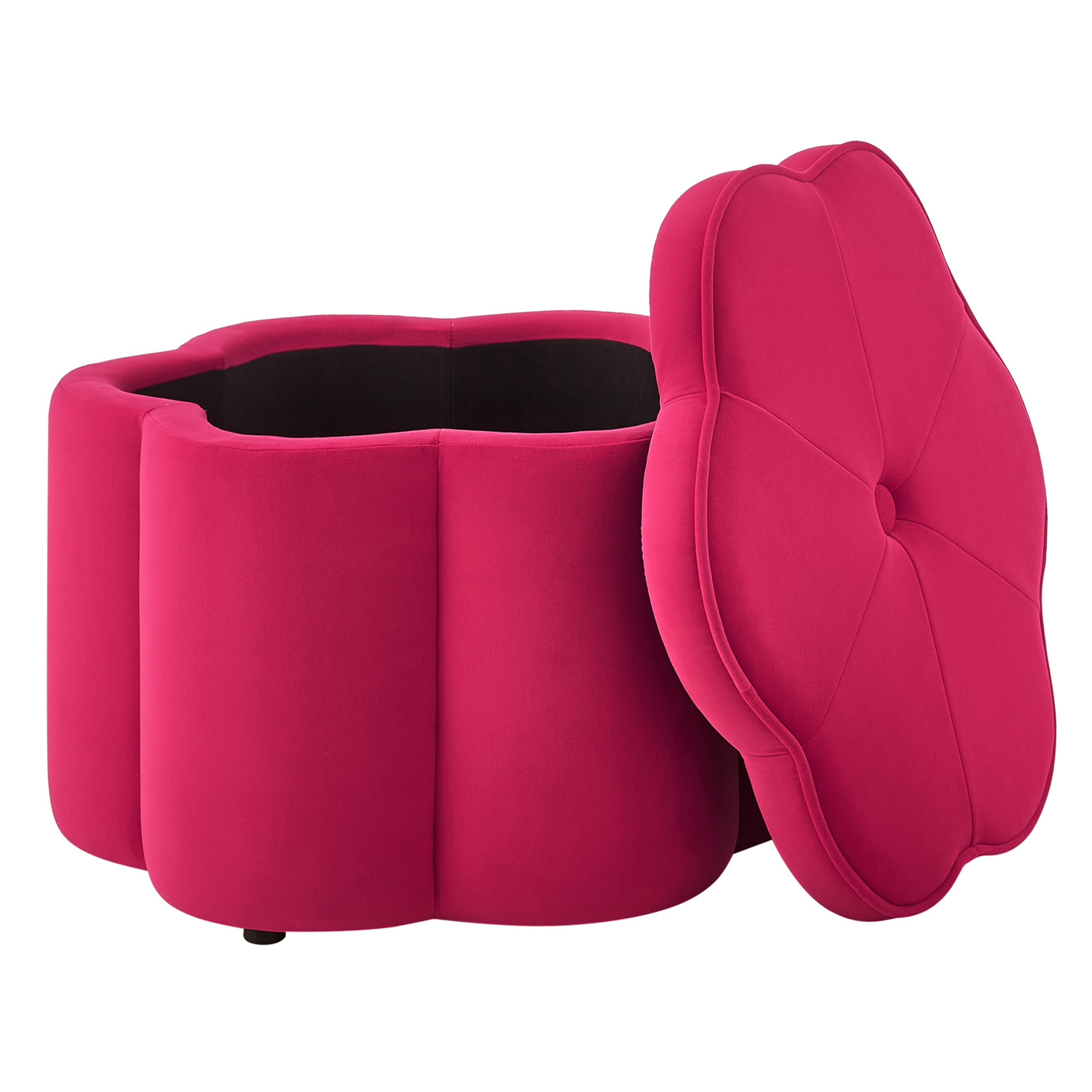 Aukfa 24" Set of 2 Round Storage Ottomans, Flower-Shaped Nesting Pouf Footrest Stools for Living Room, Bedroom, Dorm, Rose