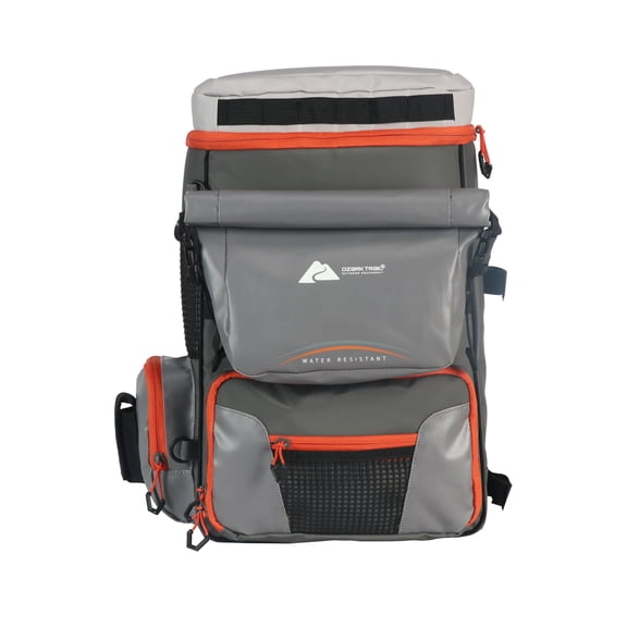Ozark Trail X-Pro 3700 Fishing Tackle Backpack with Organizer Pockets and Trays, Grey