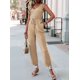 thumbnail image 4 of Elegantes de Verano para Mujer, Sin Mangas, con Cuello en U, Informales, de Pierna y Pantalones Largos 2025, Caqui, Talla XL, 4 of 9