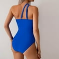thumbnail image 5 of ZQUUVOU Women's Bikini 2025 One Shoulder Off Solid Color Athletic Swimsuit (Blue,M), 5 of 8