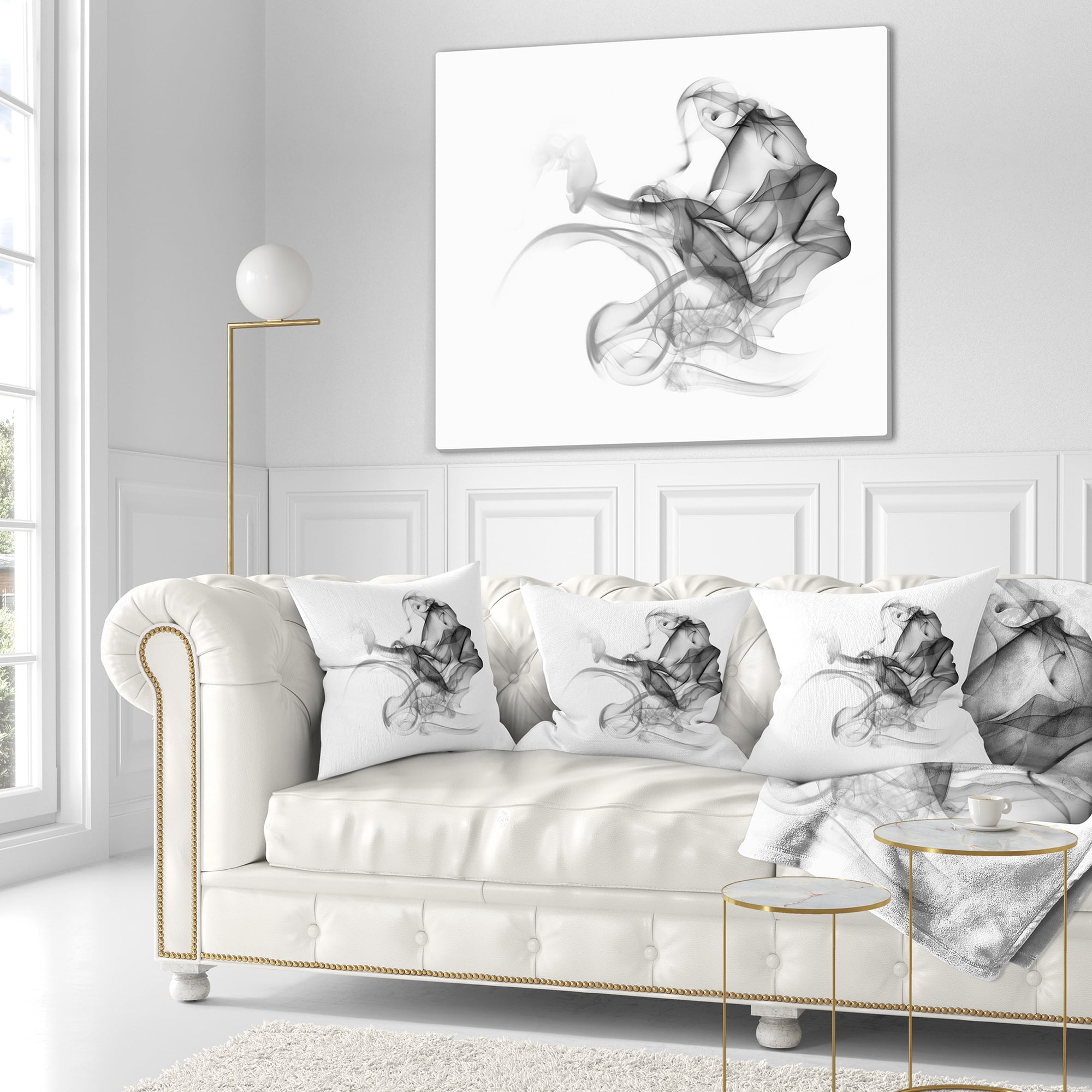 Designart Woman and Smoke Double Exposure - Portrait Throw Pillow - 18x18