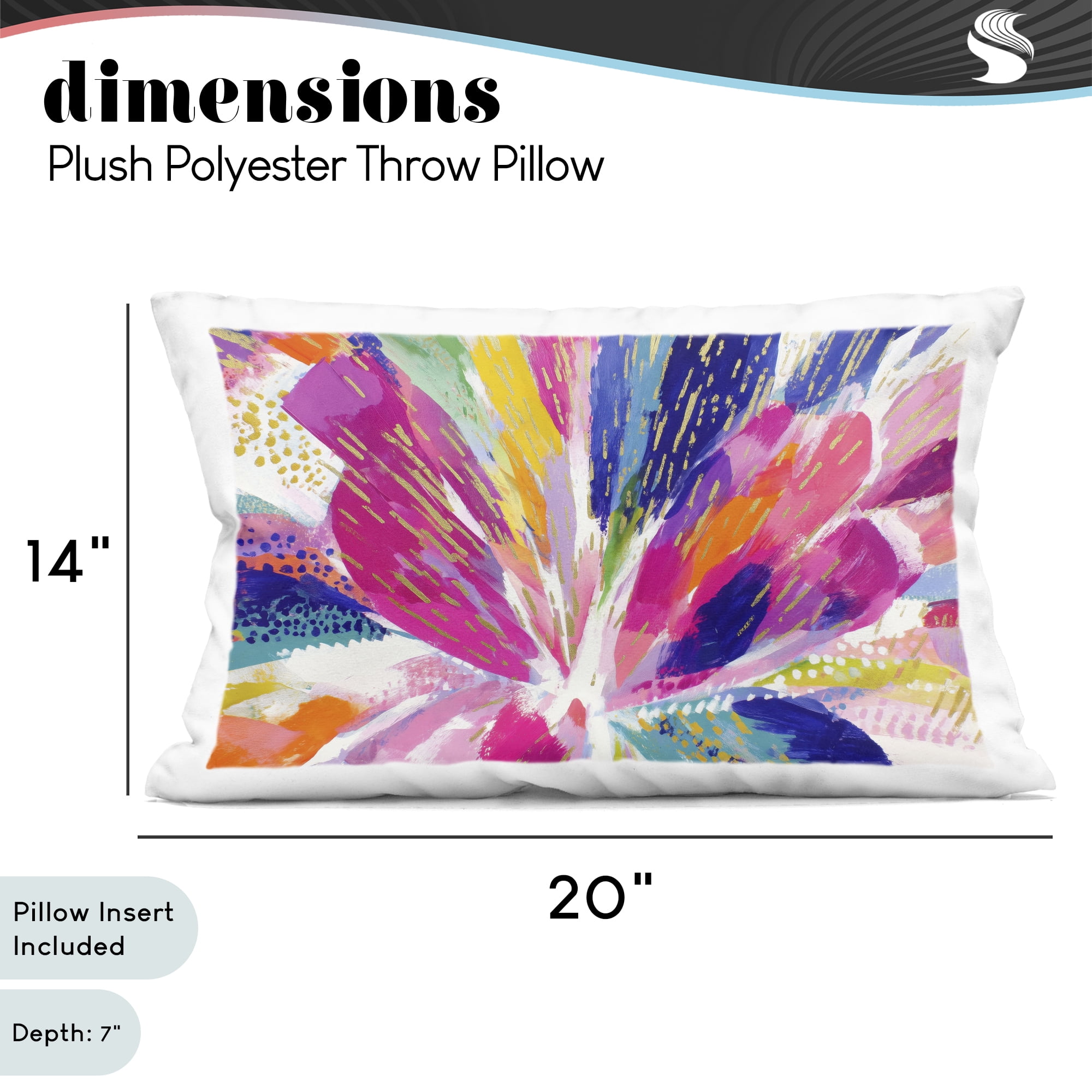 Stupell Industries Flower Burst in Vibrant Tones Decorative Printed Throw Pillow, design by Chromatic Storm Studio, 14 x 7 x 20