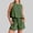 Army Green, variant on Idoravan Women Sets Clothing 2PC Fashion Womens Round Neck Solid Sleeveless Blouse  Loose Cotton Linen Pockets Pants Short Sets