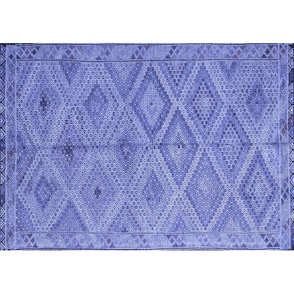 Ahgly Company Machine Washable Indoor Rectangle Southwestern Blue Country Area Rugs, 3' x 5'