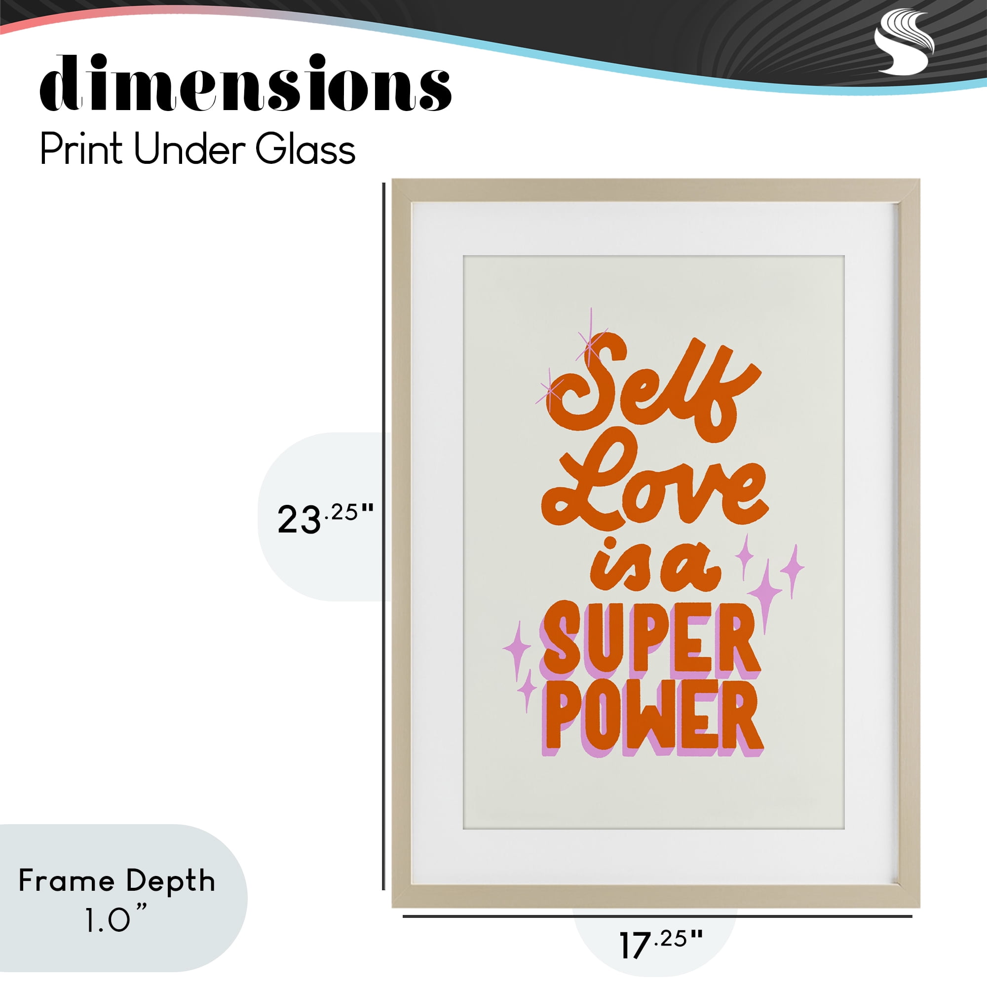 Stupell Industries Self Love Is Superpower Birch Framed Print Under Glass, design by Indira Prieto | IndySign