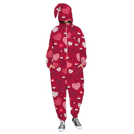 

Fsqjgq Suits for Men Men Plus Jumper Men s and Women s Valentine s Day Love Print Hooded Pullover Zipper Pajamas Party Couple Set Leg Pant Slim Suits for Men Polyester Spandex B Xs