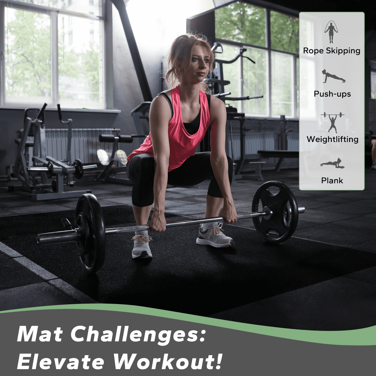 Modular 48 Sq Ft Gym Floor Tiles - 14mm Thick Interlocking Mats for Equipment Protection, Anti-Slip & Shock Absorption - 12-Piece Rubber-EVA Home Gym Set