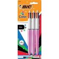 thumbnail image 1 of BIC 4 Color Shine Retractable Ballpoint Pen with 1.0 mm Point and Wide Barrel, 3-Count in Assorted Ink- (Black, Blue, Green, Red Ink), 1 of 3