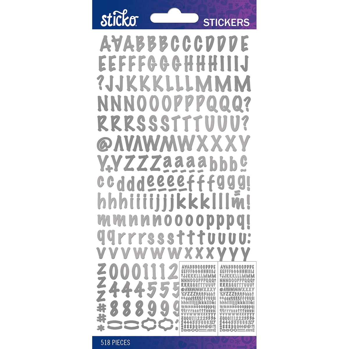 Sticko Alphabet StickersSilver Foil Marker Small