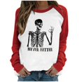 thumbnail image 1 of Camiseta de manga larga con cuello redondo y estampado informal para mujer, 1 of 4