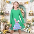 thumbnail image 4 of Sunny Fashion Girls Dress Green Easter Bunny Egg Bow Tie Long Sleeve Casual Cotton 4 Years, 4 of 8