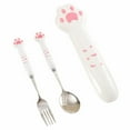 thumbnail image 1 of Cute Cat-Shaped Tableware Set, Cat Paw Ceramic Handle Dinnerware Set Flatware Kitchen Accessories Camping Travel Sets Fork Spoon Portable Cutlery Sets with Case, 1 of 8