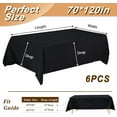 thumbnail image 3 of 6 Pack Black Table Cloth for Rectangle Table, 70 x 120 Inch Polyester Fabric Tablecloths Rectangular Table Covers 6-8ft for Party, Banquet, Dining, Wedding, Graduation, 3 of 14