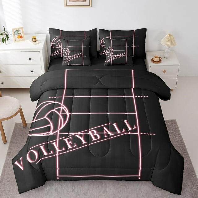 YST 7-Piece Volleyball Comforter Set, Sports Bedding for Girls, Twin Size