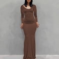 thumbnail image 2 of Vestido largo ajustado sin espalda, de color liso y cuello en V, para mujer: estilo informal y sexy para fiestas, trabajo y vacaciones, 2 of 8