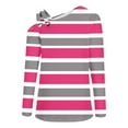 thumbnail image 3 of CLOISE Womens Shirts Fall Trendy Striped Tees V-Neck Long Sleeve Cold Shoulder Tops Soft Colorblock Hollow Asymmetrical Shirts Elegant Outfits Pink XL, 3 of 4