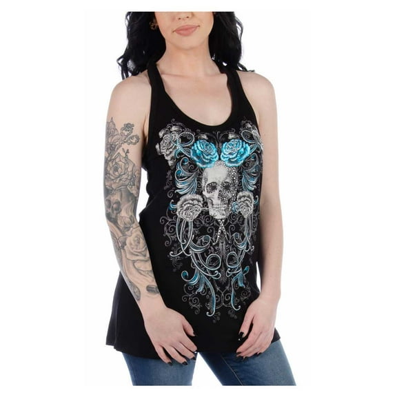 Liberty Wear Women's Embellished Romance Is Dead Sleeveless Tank - Black (M)