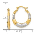 thumbnail image 2 of 10k Yellow Gold Textured Polished Hinged post and Rhodium Hollow Hoop Earrings 19x18mm Wide 3mm Thick Hoop Earring for W, 2 of 2
