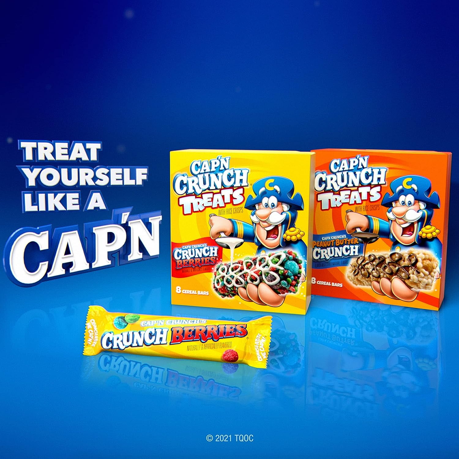 (8 pack) Cap'N Crunch Treat Bar, Crunchberry Flavor, 16 Count