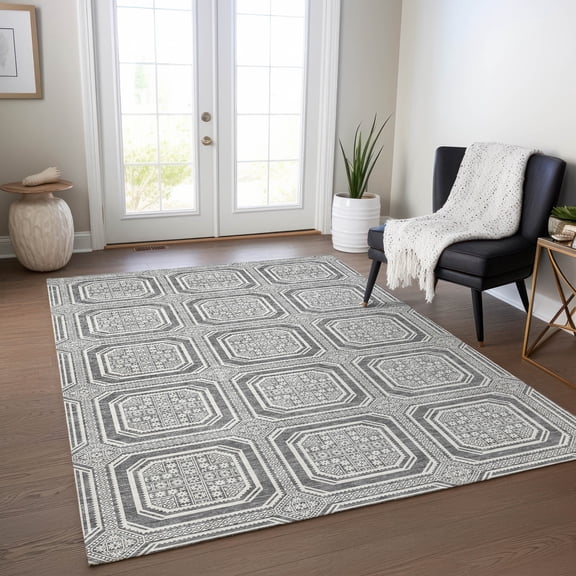 Addison Rugs Machine Washable Indoor/ Outdoor Traditional Mosaic Chantille Rug 10' x 14' - Gray