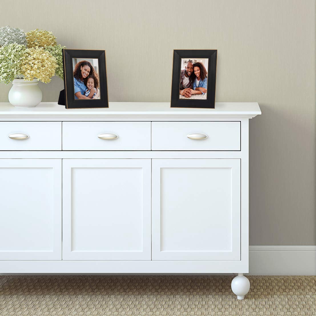 Americanflat 5x7 Rustic Picture Frame in Black with Gold Trim and Polished Glass - Horizontal and Vertical Formats for Wall and Tabletop - Pack of 2
