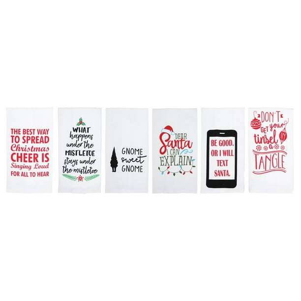 Fun Christmas Kitchen Towels Set Cute Christmas Dish Towels Set With Sayings 6 Decorative Dish Towels For Christmas Holiday Season Walmart Com Walmart Com